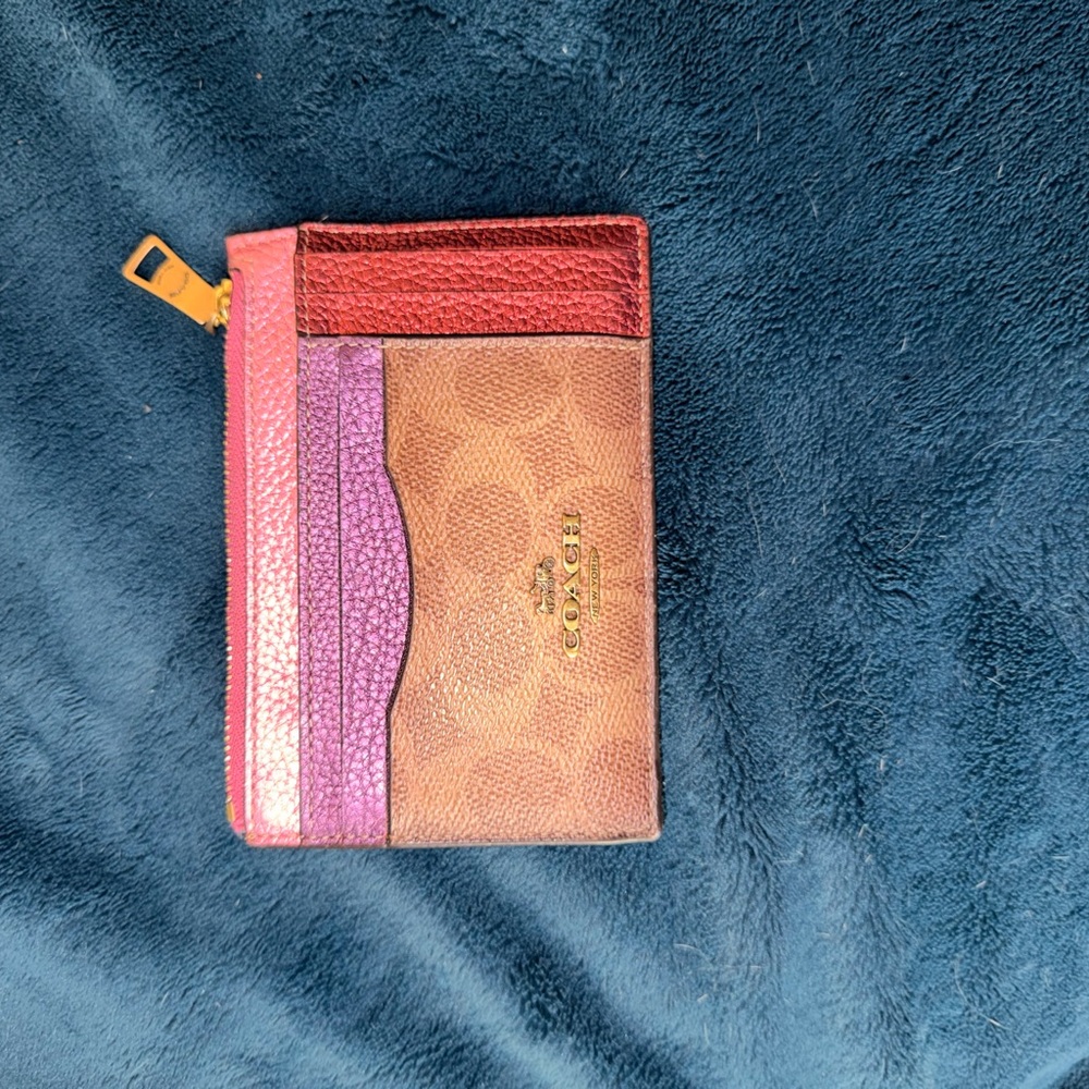 Coach Red, Purple, and Brown Card Holder